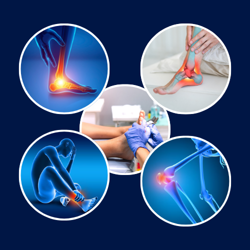 a collage of pictures of foot reflex therapy